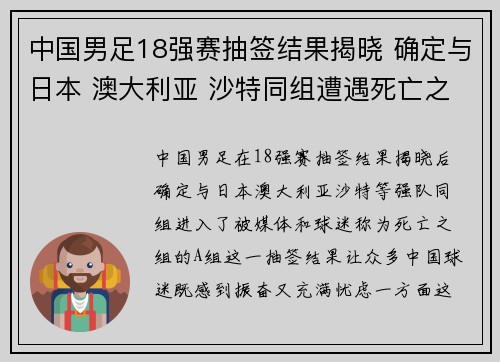 中国男足18强赛抽签结果揭晓 确定与日本 澳大利亚 沙特同组遭遇死亡之组 中国男足18强赛抽签结果揭晓 确定与日本 澳大利亚 沙特同组遭遇死亡之组